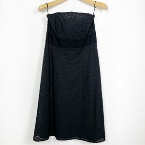 Girl Friday Black Cotton Eyelet‎ Strapless Sundress Cocktail Dress Size 8